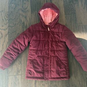 Cat & Jack Maroon Hooded Puffy Jacket